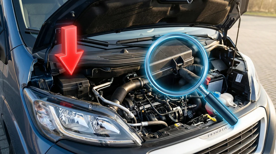 Localisation de la boîte à fusibles moteur côté conducteur sur Peugeot Boxer.