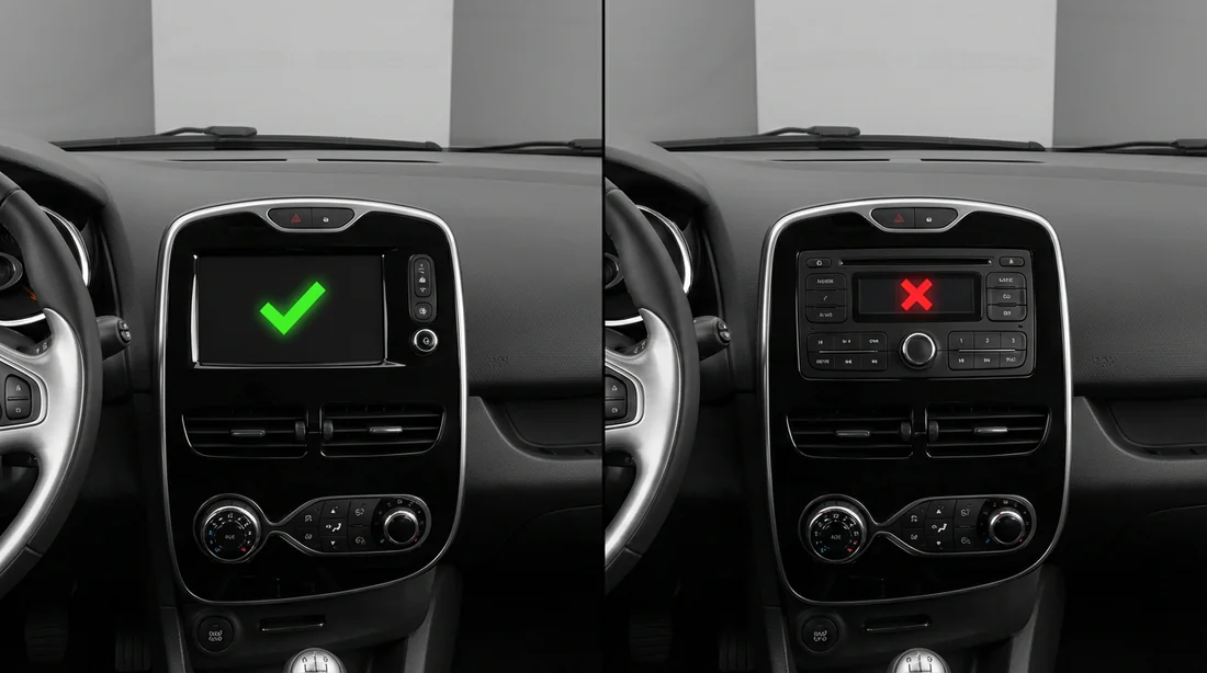 Comparaison entre console Media Nav compatible et autoradio standard non compatible