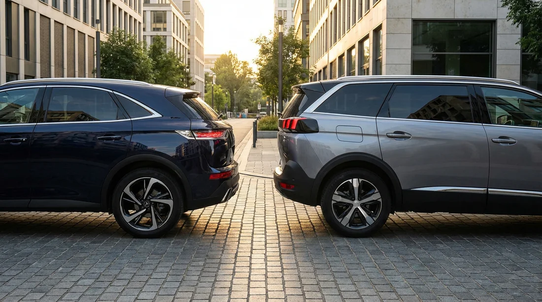 Comparaison visuelle du gabarit d'un DS 7 et d'un SUV 7 places