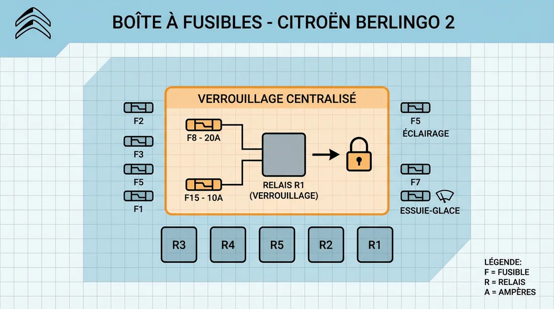 Schéma technique des fusibles de centralisation Berlingo 2
