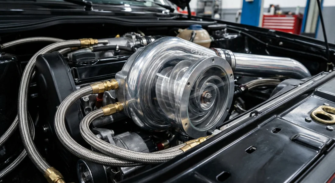 Vue détaillée du compresseur G-Lader sous le capot d'une Golf 2 G60