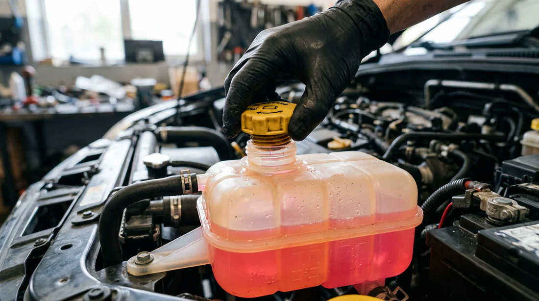 Ouverture du vase d'expansion Renault Scenic 3 par un mécanicien