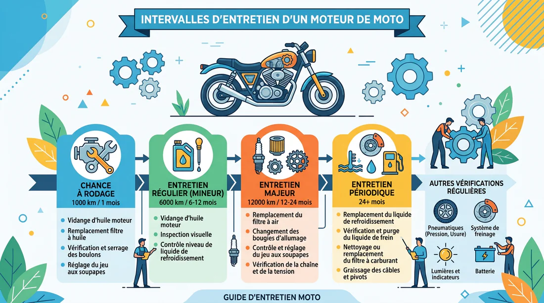 Infographie des intervalles de révision pour Moto Guzzi