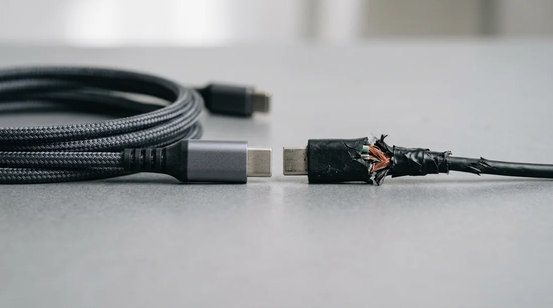 Comparaison entre un câble USB fonctionnel et un câble défectueux pour CarPlay.