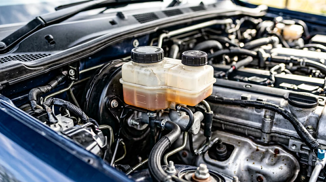 Réservoir de liquide d'embrayage sous le capot d'une Sandero Stepway