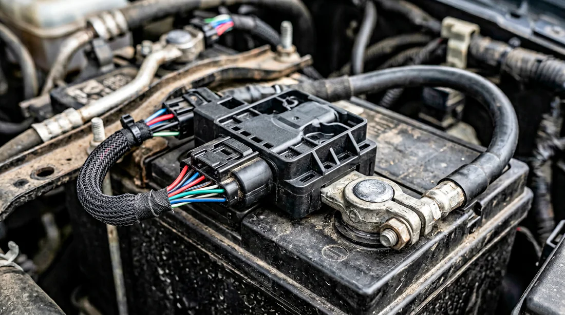 Capteur de gestion de batterie intelligent (IBS) sur une Renault.