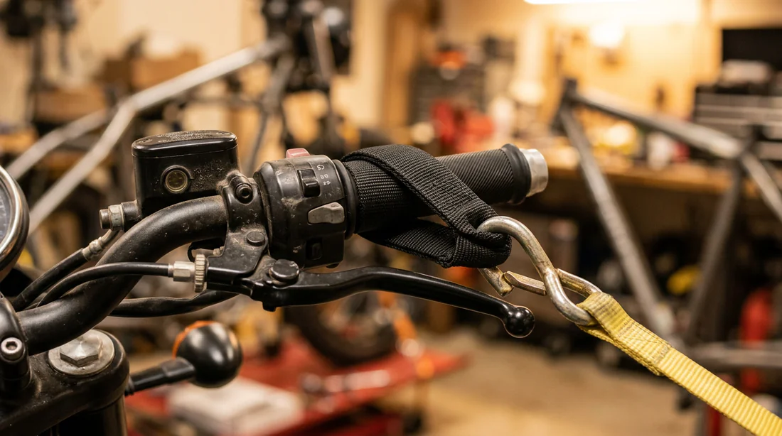 Technique d'utilisation de boucles souples pour protéger la peinture de la moto