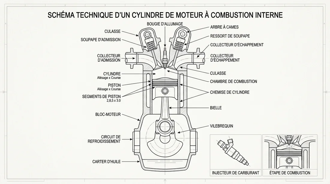 Schéma technique du moteur 1.6 THP