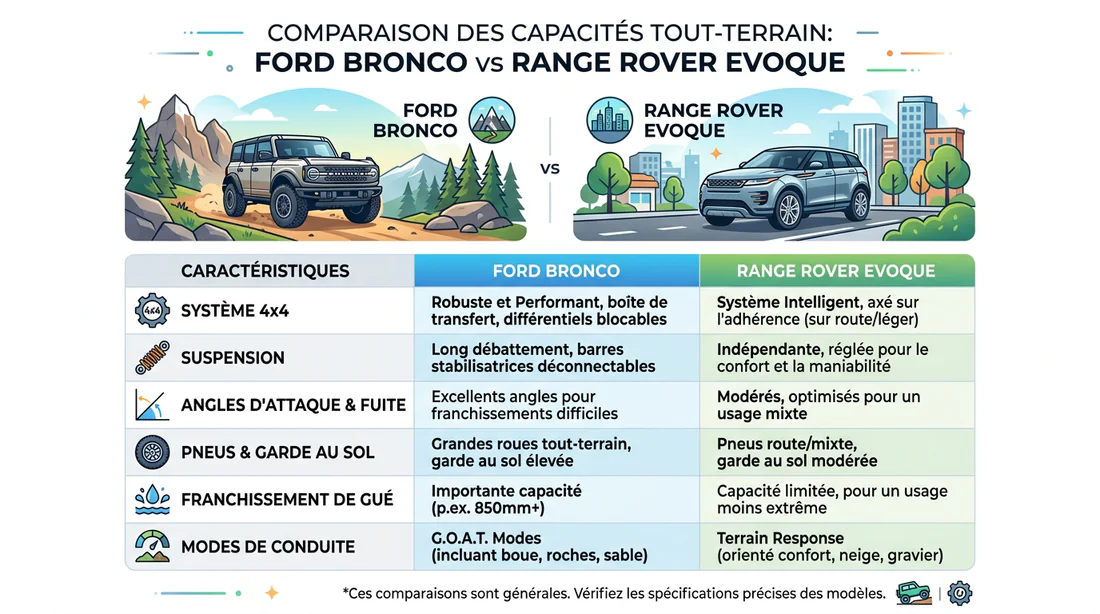 Infographie comparative des capacités tout-terrain