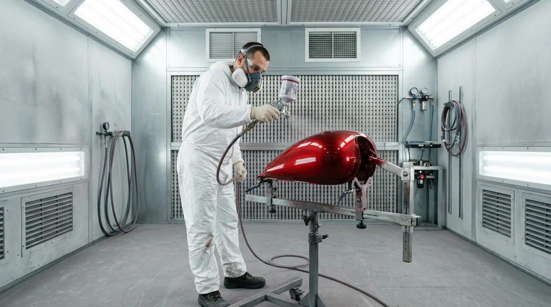 Processus de mise en peinture professionnelle d'un réservoir