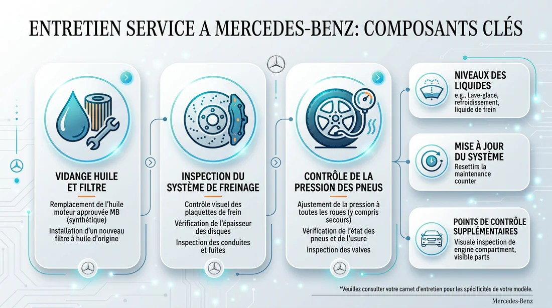 Infographie des points de contrôle du Service A Mercedes