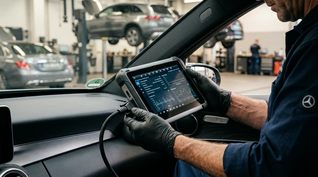 Diagnostic électronique Mercedes en atelier