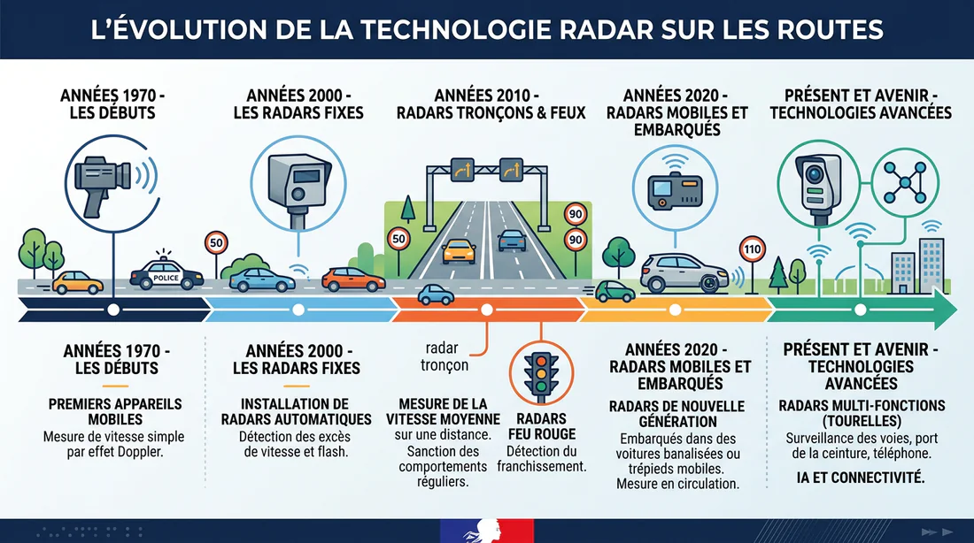 Infographie sur l'évolution des différents types de radars