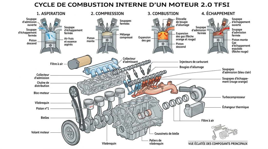Schéma technique de fonctionnement moteur 2.0 TFSI