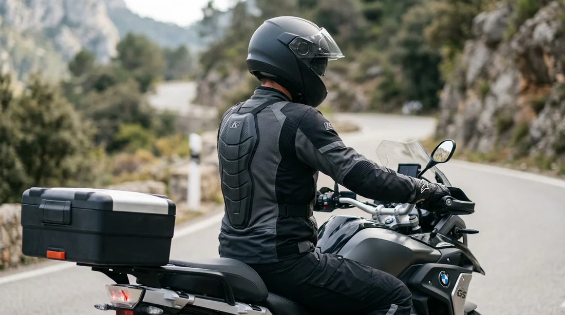 Alignement du dos du motard sur une moto ergonomique