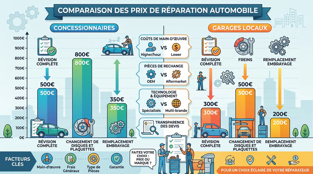 Comparatif des tarifs de réparation entre concession et garage indépendant