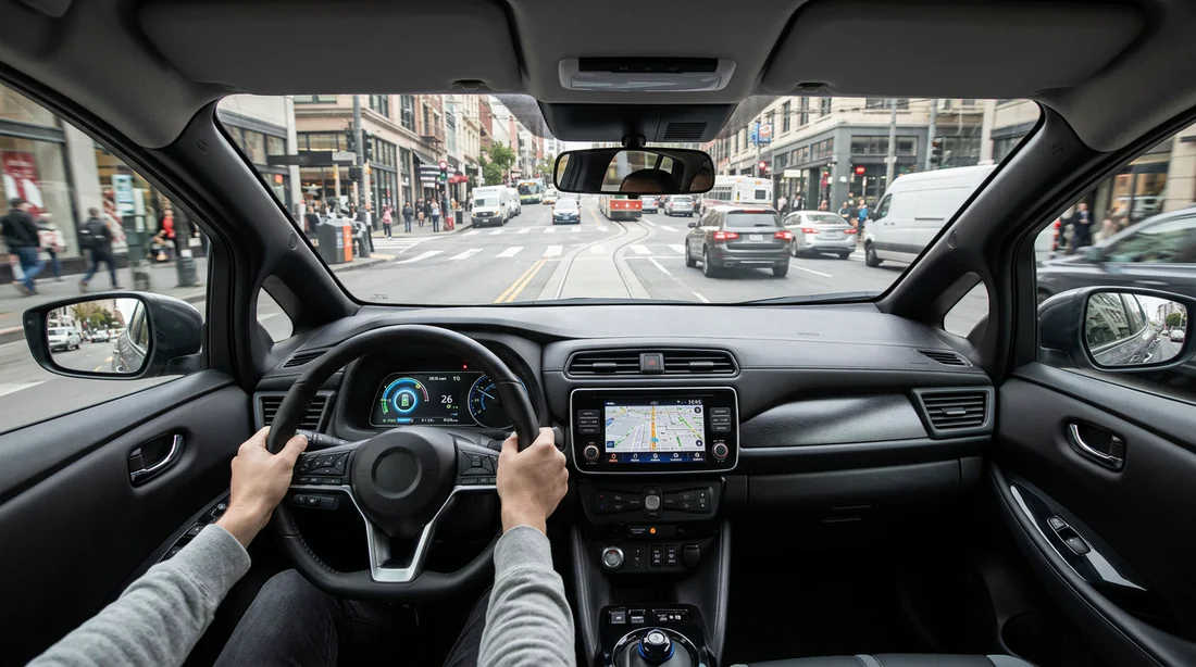 Vue du tableau de bord et de l'indicateur d'énergie du Renault Kangoo ZE
