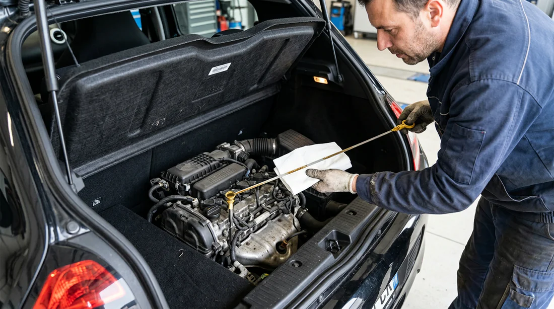 Vérification du niveau d'huile dans le moteur arrière de la Renault Twingo 3