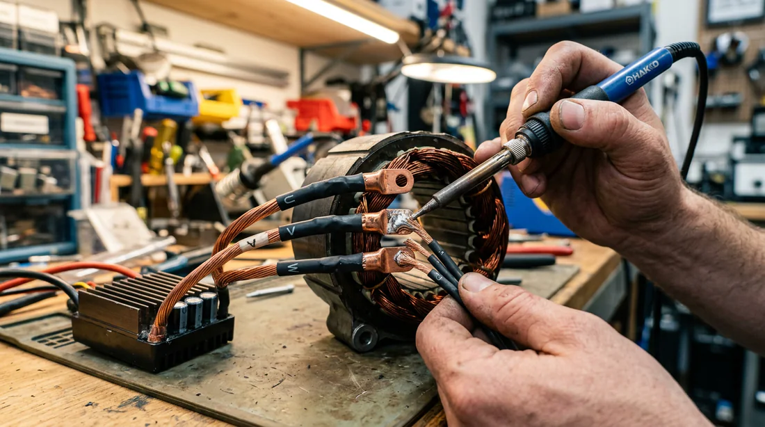 Soudure des fils de phase sur le stator de l'alternateur